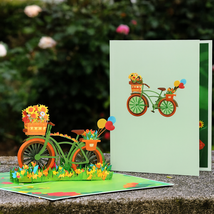 Floral bike pop-up greeting card 15cm x 20cm UK sales only - $10.00