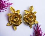 Sarah Coventry Clip On Earrings American Beauty Rose Vintage 1960's Gold... - $54.34