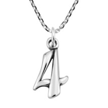Trendy Birth Month .925 Sterling Silver Number '4' Gift Pendant Charm Necklace - £14.31 GBP