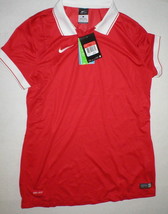NWT Womens Nike $70 Red White Top New Run Dri Fit L Laser Soccer Jersey Mesh  - £55.39 GBP