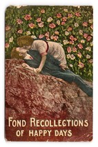 Couple Kissing on Rock Find Recollections Happy Days 1913 Romance DB Postcard N2 - £5.38 GBP
