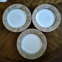 Set of 3 EPOCH PANAMA  E929 11&quot; Dinner Plates Brown Leaves Green Trim -Ex - £13.45 GBP