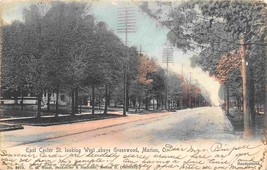 East Center Street Looking West Marion Ohio 1905 handcolored postcard - £6.62 GBP