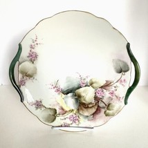 T&amp;V Limoges Hand Painted Porcelain Oval Tray Gold Gilt Edges Pink Wild Flowers - £117.43 GBP