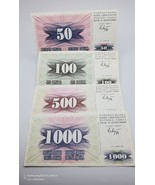 BOSNIA-HERZEGOVINA 1992 BANKBOTE SET ~ AU - $12.08 CAD
