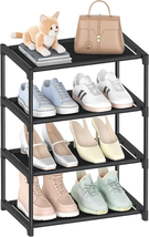 4 Tiers Small Shoe Rack,Narrow Stackable Shoe Shelf Organizer,Sturdy Sho... - $18.79 CAD
