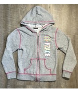 Joe Boxer Girls Full Zip Up Hoodie Grey Peace Sign Size 7/8 Medium Pink ... - £5.17 GBP