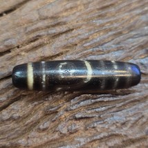 Vintage Old Tibetan 2 Eyes 5 Stripes Agate stone Dzi Bead big Amulet - $1,401.08 MXN