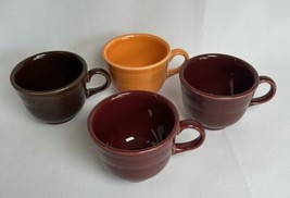 Fiestaware Homer Laughton China Coffee Tea Mug Cup Orange Brown Maroon Lot Of 4 - £23.38 GBP