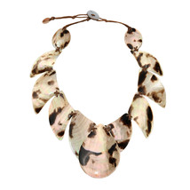 Tribal Chic Island Inspired Chunky Brownlip Shell Statement Necklace - £15.18 GBP