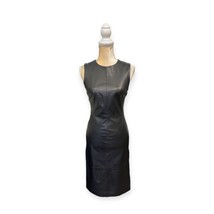 Vince Black Lamb Leather Sheath Dress Size 2 Sleeveless - £79.12 GBP