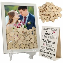Wedding Guest Book Alternative Drop Top Frame 87 Wooden Hearts Rustic Re... - £33.52 GBP
