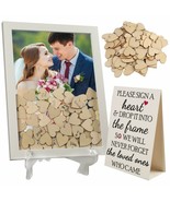 Wedding Guest Book Alternative Drop Top Frame 87 Wooden Hearts Rustic Re... - $40.99