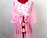 Pink Sheer VTG GrannyCore Nightgown Gown Negligee Women MEDIUM Union Made - £62.24 GBP