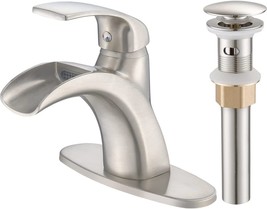 Beati Brushed Nickel Waterfall Bathroom Faucet Single Handle Brass Cupc - £41.50 GBP