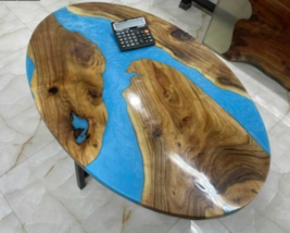 Epoxy Resin Dining Table Top Beach Oval Table Wooden Ocean Table Modern Furnitur - £1,244.12 GBP