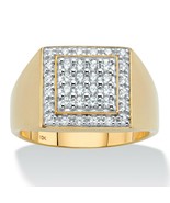 MENS SOLID 10K GOLD ROUND .58  TCW CZ  RING SIZE 8 9 10 11 12 13 - £711.13 GBP