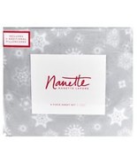 NANETTE LEPORE SNOW FLAKE PATTERN XMAS 4PC TWIN SHEET SET FIT UP TO 14IN... - £30.66 GBP