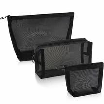 3 Pieces Mesh Cosmetic Bag, Makeup Bags, Zipper Pouch for Offices Travel... - £14.33 GBP