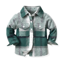 Children&#39;s Boys Plaid Lapel Cotton Brushed Long Sleeve Top Multi Sizes &amp; Colors - £29.91 GBP