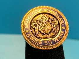 Collectible Mason Masonic Grand Lodge Of Maryland 50 Years Tie Tac Lapel... - $29.95