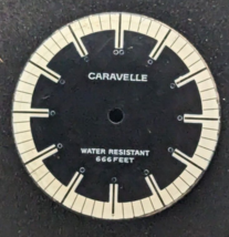 Vintage Mens Caravelle Dive Watch Dial - Black &amp; White - Devil Diver &quot;666 FEET&quot; - £31.37 GBP