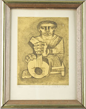&quot;Mandolinista&quot; by Jorge Dumas Signed Limited Edition #83/100 Etching 9 1/2x7 1/2 - £244.22 GBP