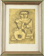 &quot;Mandolinista&quot; by Jorge Dumas Signed Limited Edition #83/100 Etching 9 1/2x7 1/2 - £234.67 GBP