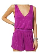 Ramy Brook Kailyn Purple Boysenberry Beaded Sequin Tank Shorts Romper si... - $100.90 CAD