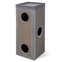 39 Inch Tall Cat Condo with Scratching Posts and 3 Hideaways and 4 Soft Plush Cu - $148.49