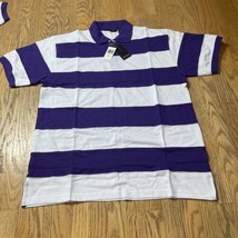 New Pj Mark Mens Polo Shirt Sz 2XL Purple / White Stripes - £11.87 GBP