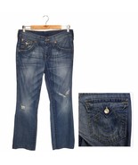 True Religion Mens Ricky Straight Leg Distressed Flap Button Pocket Blue 30 - $70.39 CAD