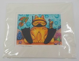 Holly Kitaura Fine Art Print Snorkeling Goldcat 8X10 Matted 8X5.5 Signed Picture - £15.94 GBP