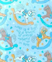 Vintage American Greetings Blue Baby Boy Birthday Shower Gift Wrap Paper... - £7.77 GBP