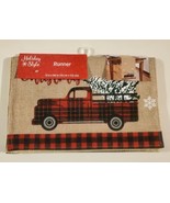 Farmhouse Christmas Red Plaid Truck W/Red Buffalo Trim Table Runner 13in... - £18.97 GBP