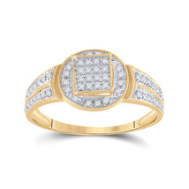 10k Yellow Gold Womens Round Diamond Circle Frame Cluster Ring 1/5 Cttw - £264.04 GBP