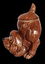 Vintage 1970s McCoy Pottery Thinking Dog Puppy Bow Cookie Jar 272 USA - £31.38 GBP