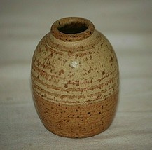 Clay Stoneware Art Pottery Vase Jug Signed Speckled Earth Tones Handcrafted a - £15.49 GBP