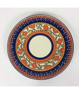 10&quot; Dinner Plate Hand-Painted Mexico Blue Orange White Black Floral Art ... - £19.46 GBP