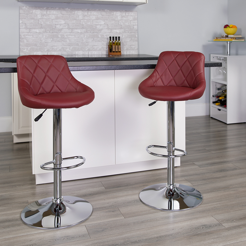 Burgundy Vinyl Barstool CH-82028A-BURG-GG