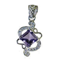 pleasing Amethyst 925 Sterling Silver Purple Pendant genuine indian US gift - £23.02 GBP