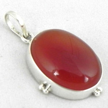 925 Silver Handmade Pendant Necklace Carnelian Gemstone Women Birthstone Gift - £62.91 GBP