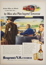 1946 Print Ad Seagram&#39;s V.O. Canadian Whiskey Bus Driver &amp; Passengers at Airport - £13.95 GBP