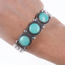 6 3/8&quot; c1940&#39;s Fred Harvey style Sterling Snakes and turquoise bracelet - £189.88 GBP