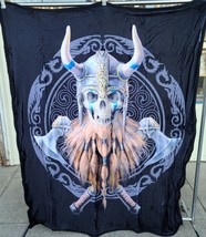 Viking Skull Axe Skeleton Dragon Fantasy Throw Blanket Sherpa Backing 50X60 - £37.18 GBP