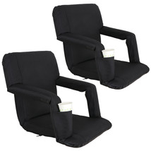 2Pcs Stadium Seat For Bleachers Stadium Chair W/Back, Arms 5 Reclining Positions - £102.13 GBP