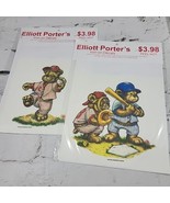 Elliott Porters Iron-On Decals Vintage Lot of 2 Baseball Teddy Bears  - £8.88 GBP