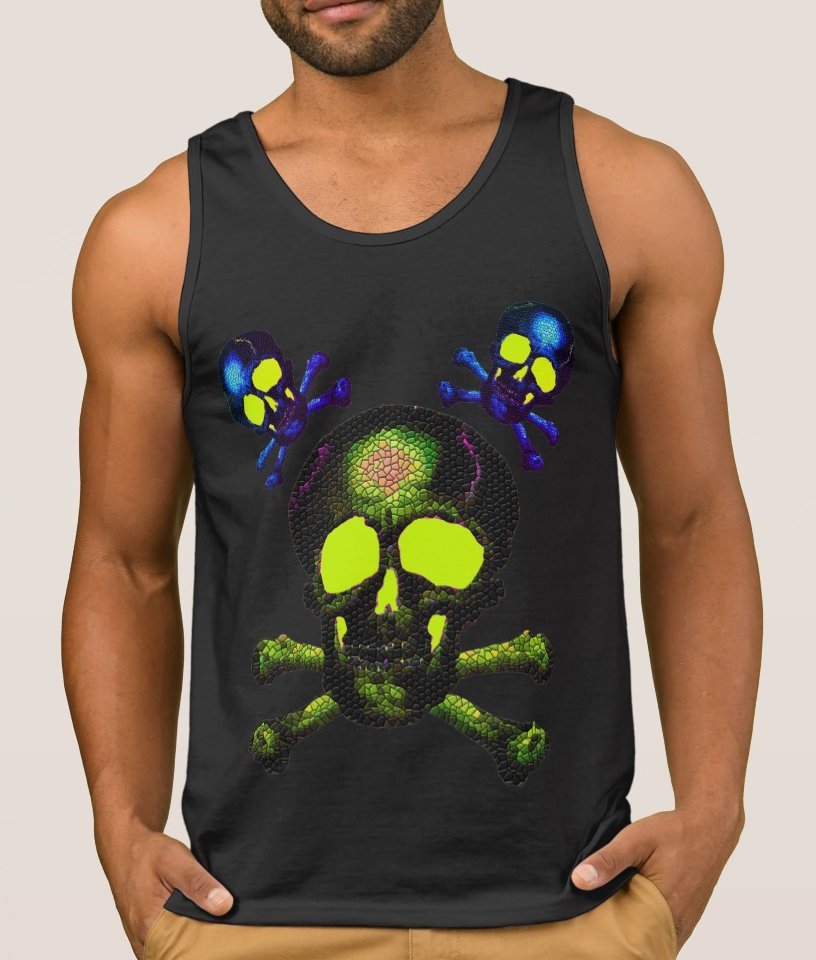 Punk Pirate Ghost Skulls Ultra Cotton Tank Top- Black - Men's
