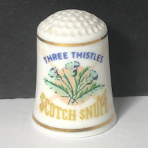 FRANKLIN MINT PORCELAIN THIMBLE 1980 advertising three thistles scotch s... - $11.83