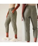 Athleta Voyager Linen Pants Green High Rise Cropped Women Size 6 Beachy - $547.78 MXN